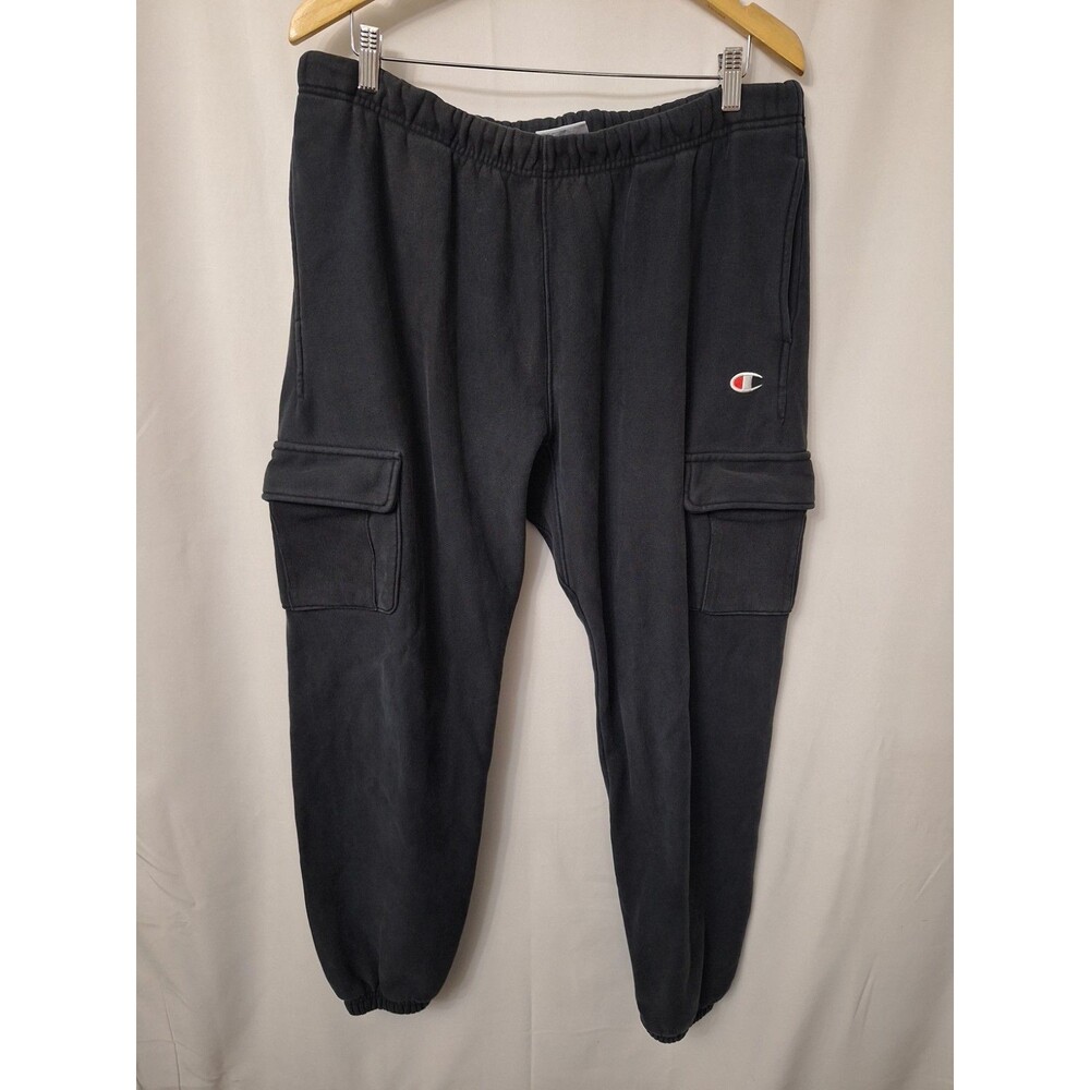 Vintage 70s Champion Reverse Weave Sweatpants Size Mens XL Black Cargo Pockets